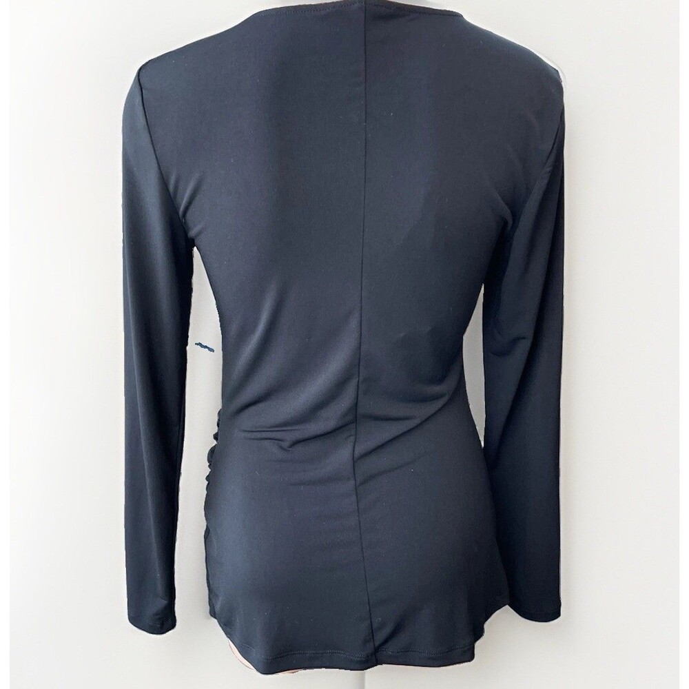 Daisy Fuentes Black Ruched Basic Top Size S Long Sleeve - Picture 3 of 6